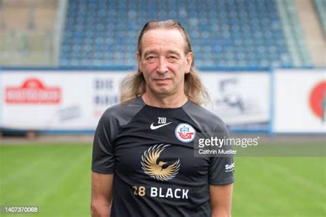 Kit man Andreas Thiem of Hansa Rostock poses during the team.